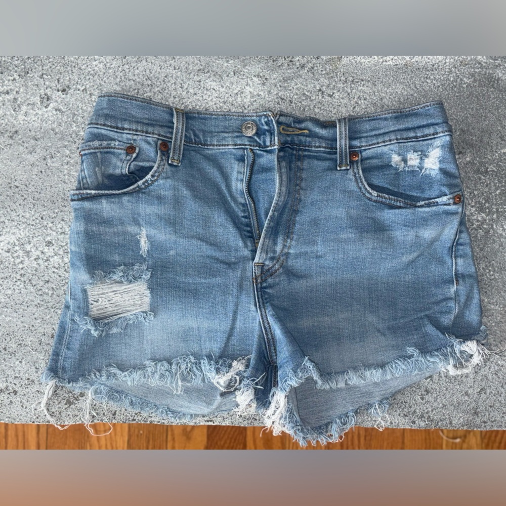 Levi’s Light Blue Distressed Denim Women’s Shorts